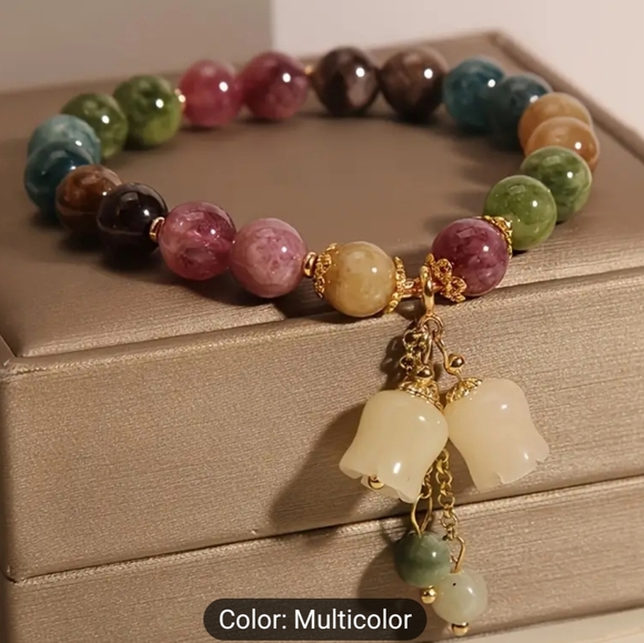 Amethyst Beaded Bracelet w/Flower Accent - Picture 2 of 3